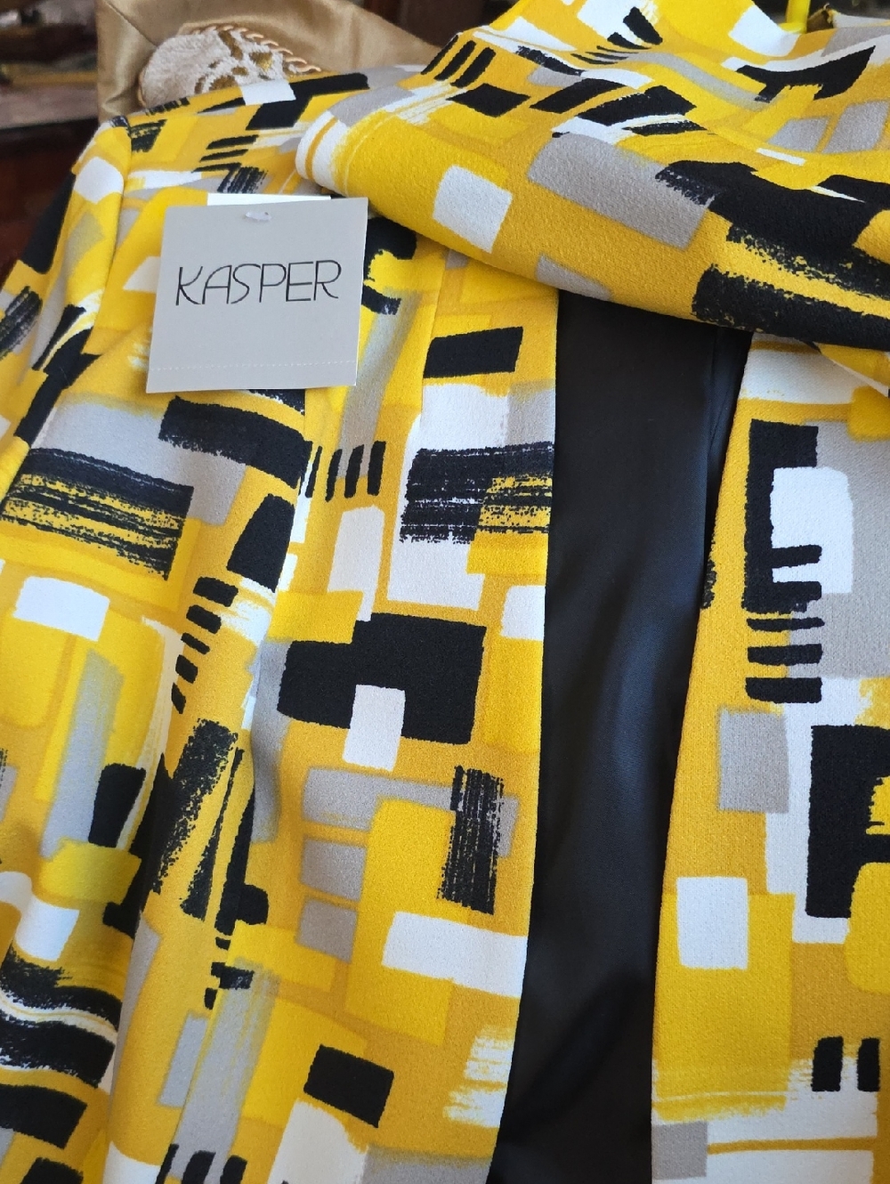 Kasper Yellow Abstract Print Jacket